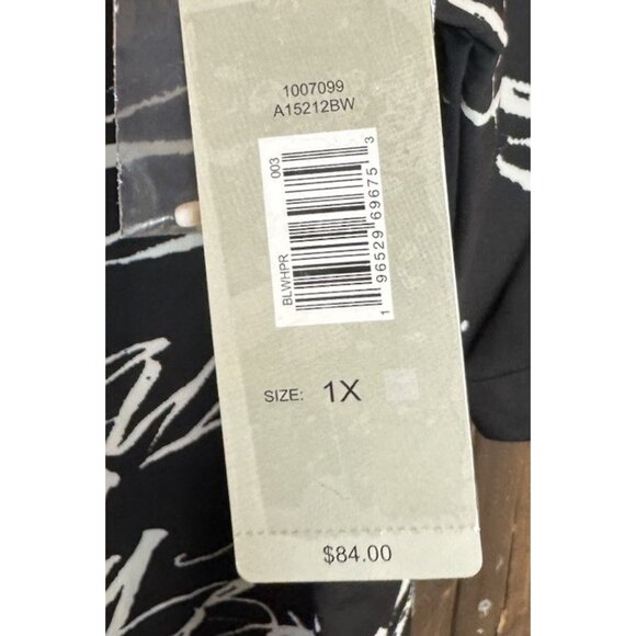 Ali Miles 1X Embellished Fabulous Wire Collar 3/4 Sleeve Button Front Tunic NEW - Picture 8 of 13